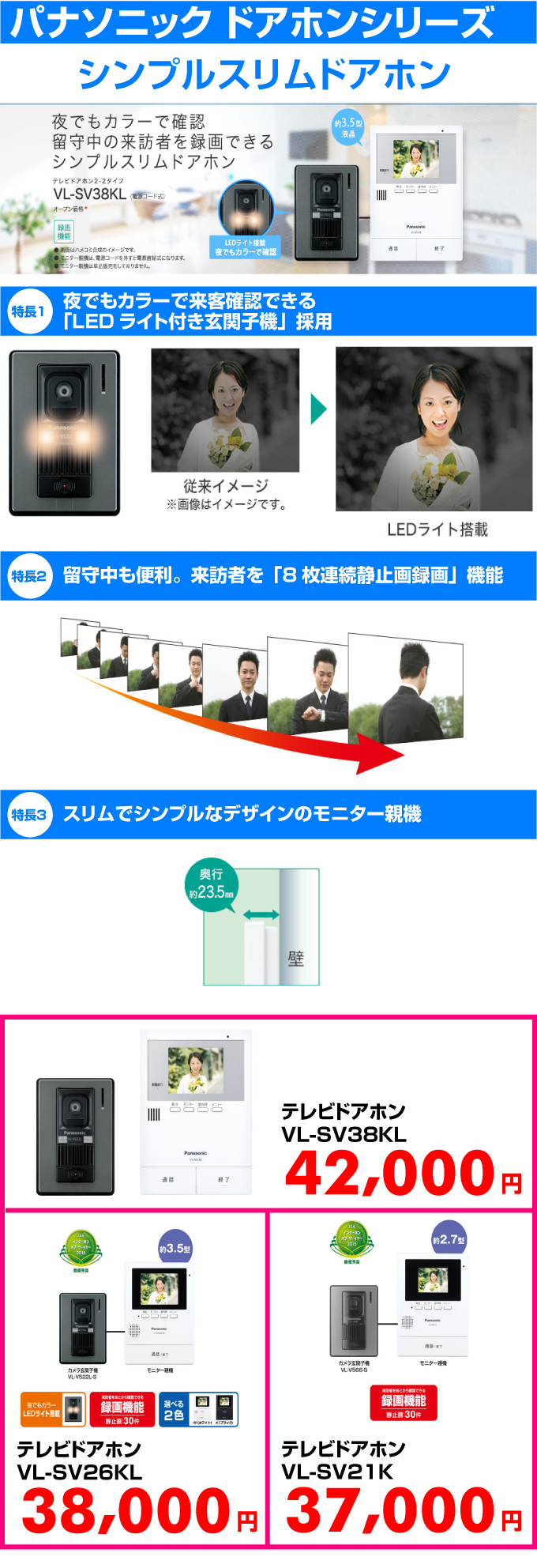 パナソニック（Panasonic）ドアホンシリーズ シンプルスリム ドアホン