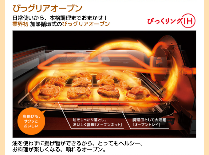 IHコンロ オーブン 日常使いから、本格調理までおまかせ!業界初加熱循環式のオーブン びっくリングih