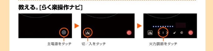 機能 三菱電機IHコンロ 教える「らく楽操作ナビ」